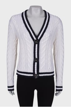 Knitted cardigan with rhinestones