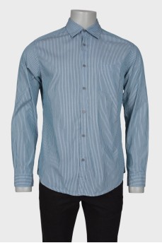 Мужская рубашка в полоску slim fit 