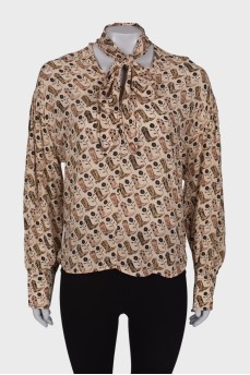 Tie print blouse
