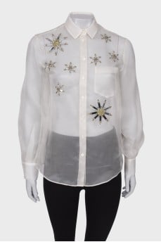 Semi-sheer shirt with decor