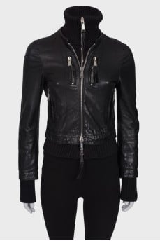 Leather jacket with silver hardware