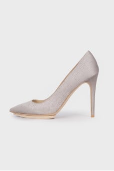 Textile shoes with shiny polka dots