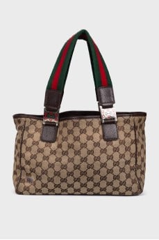 Сумка Web Buckle Tote GG Canvas