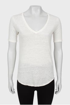 Linen V-neck T-shirt