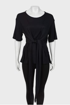 Black T-shirt with ties 