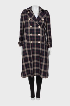 Wool coat in check print