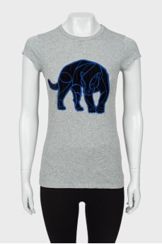 Gray ribbed T-shirt
