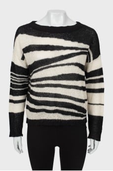 Black and white knitted sweater