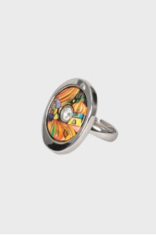 Серебристое кольцо с рисунком 