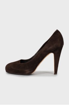 Suede brown high heels