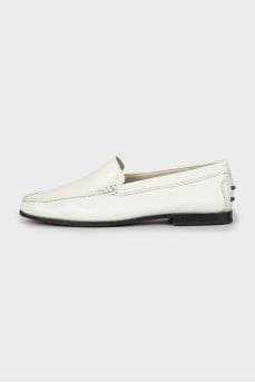 Light green leather moccasins