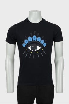 Men's black T-shirt with print