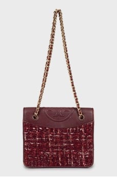 Leather shoulder bag with signature logo
