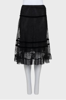 Black skirt with ruffled hem