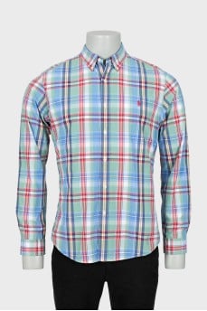 Мужская клетчатая рубашка slim fit