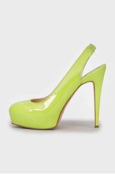 Green patent leather shoes