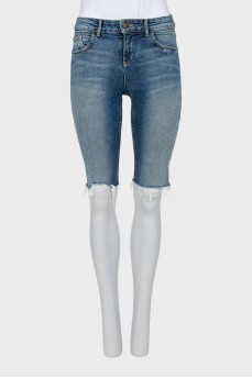 Raw hem denim shorts
