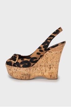 Animal print wedge sandals