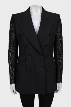 Fitted jacket with lace sleeves