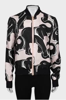 Printed silk bomber