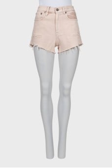 Pink denim shorts