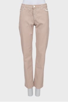 Бежевые джинсы slim fit