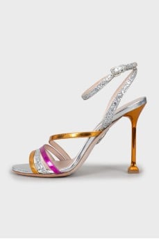Sequined leather sandals