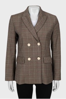 Double-breasted check jacket