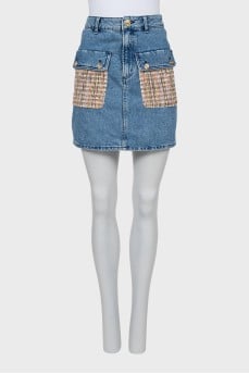 Denim mini skirt with gold hardware