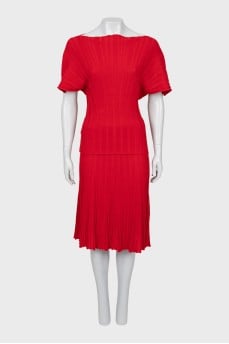 Wool suit with ribbed skirt