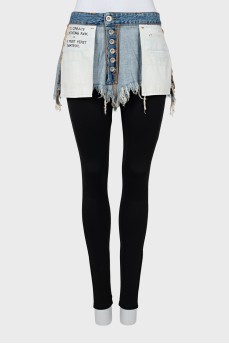 Leggings with denim top and tag