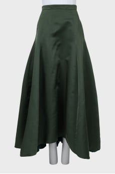 Green silk maxi skirt