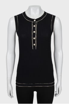 Knitted black and white tank top