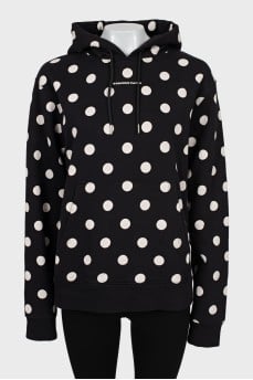Loose Polka Dot Print Hoodie