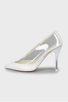 Stiletto heels with transparent inserts