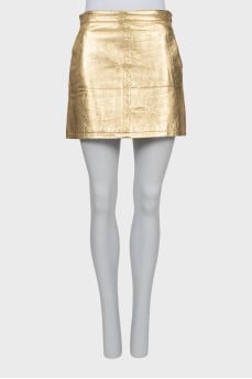 Leather skirt in gold color