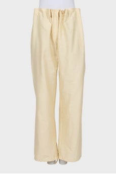 Cotton and linen trousers with tag