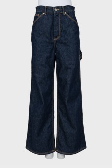 Синие джинсы wide leg fit с биркой