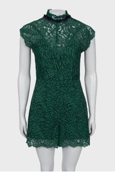 Guipure jumpsuit with a high neck