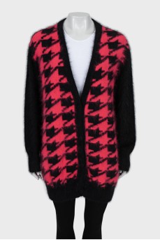 Oversized cardigan with long pile