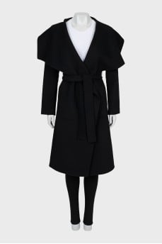 Wrap coat made of wool and cashmere