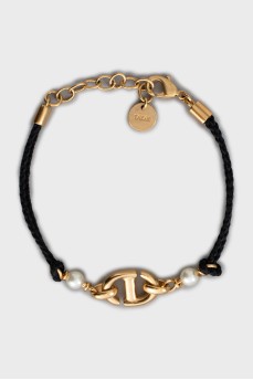 Bracelet with logo and artificial pearls
