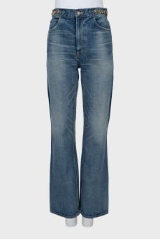 Straight-leg jeans with gold trim