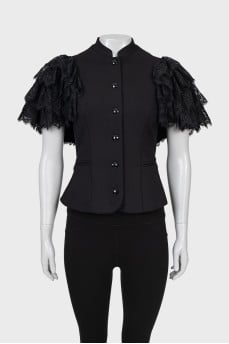 Fitted jacket with lace sleeves