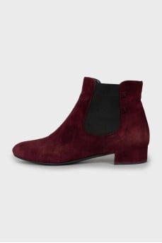 Red suede boots