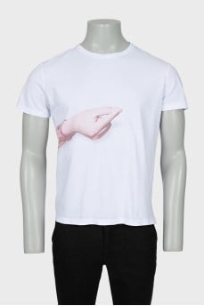 Men's white t-shirt with print