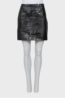 Embossed leather skirt