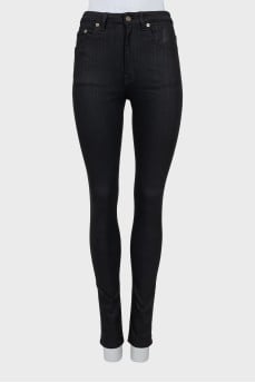 Чорні джинси skinny fit на середній посадці