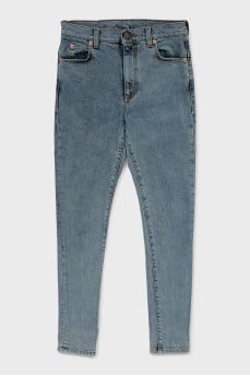 Укороченные джинсы skinny fit голубого цвета