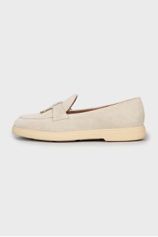 Grey suede loafers